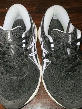 Asics Black & White Mesh Running Shoes